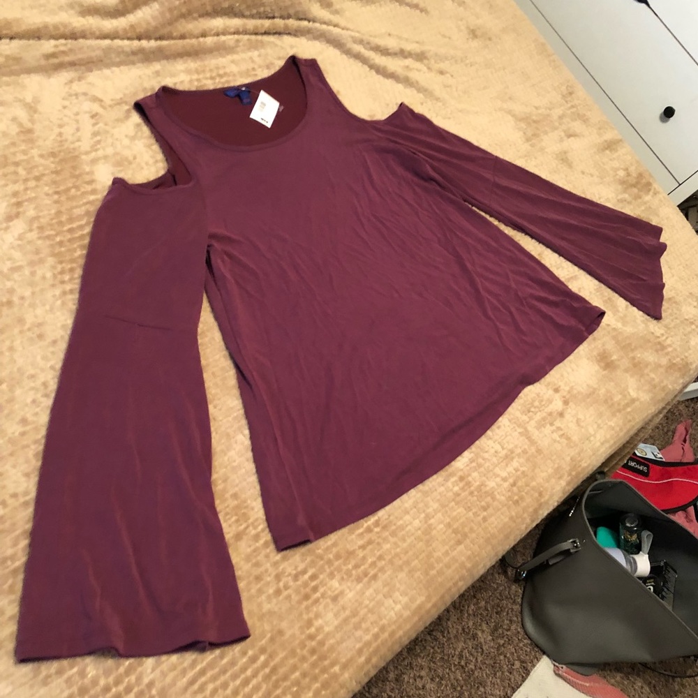 Maroon off shoulder new long sleeve shirt